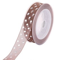 골든 도트 오간자 리본 테이프 25mm 바느질 공예 장식 새틴 리본 공예 DIY 보우 액세서리 20M, 카키, 1개