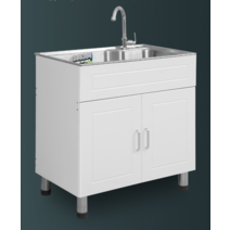 화이트 미니 소형 간이 보조 싱크대 개수대 씽크대 사무실 탕비실 식당 카페 다용도실 주방, 68x44 세트1