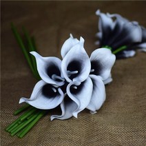 인테리어 조화 블랙 피카소 칼라 백합 실크 웨딩 부케에 대한 실제 터치 꽃 칼라 릴리, 10pcs 블랙 센터