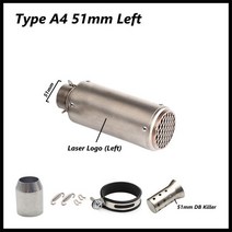 호환 51mm 오토바이 배기 파이프 머플러 DB 킬러 왼쪽 오른쪽 유니버설 ER6N SV650 CRF230 Z800 R1 CB650F, 14 A4 51mm Laser Left