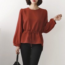 아이슈즈허리 주름리본 블라우스 1039269