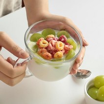 투명 손잡이 빙수 요거트 스프 그릇 490ml 2P 씨리얼볼 시리얼, 코코비노 시리얼스푼 2P