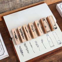 7피스 빈티지 나무 고무 스탬프 식물 및 꽃 장식 장착 고무 스탬프 세트 DIY 공예 레터 다이어리 및 공예 스크랩북용, A7