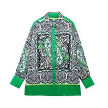 플라워 블라우스 꽃무늬 셔츠 여성 매치 페이즐리 프린트 새틴 오피스룩 레이디 절개