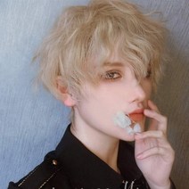 넓은이마 가발수선 엠자이마 가발대여 남자붙임머리 반삭가발 가발사이트 이용사통가발 혼주가발 군인가발 원형탈모가발 HUAYA 남성용 녹색 짧은 옥수수 웨이브 합성 가발 소년 1, 1B30HL