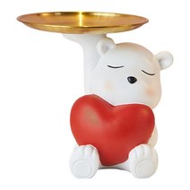 shangren 북극곰 지주 보관 트레이 귀여운 동물 조각 수지 키 홀더 사탕 접시 보석 귀걸이 책상 주최자 홈 룸 베란다 입구, 마음