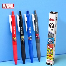 핫토이아이언맨 마크85 스파이더맨 마블 펜 프레스 젤 0.5mm 블랙 어벤져스 피규어 아이언맨 캡틴 아메리카 키즈 만화 학생 선물, [01] 1pcs, [01] Random 1pcs