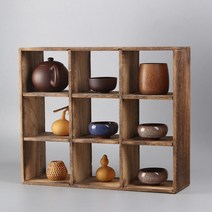 대나무 다기장 다완장 찻장 컵보드 다완장 장식장 진열장 앤틱수납장 벽걸이 조립식 원목 나무 엔틱, O