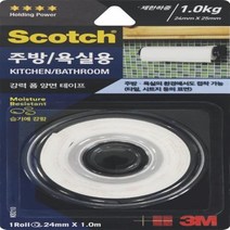 3M 강력 폼 양면테이프-욕실 주방용 KB210 24mm 1.1mm 1m (1EA) 산업안전 접착 윤활 접착 고정제 접착제 3M 공구