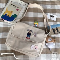 대학생크로스백가방 무드 가능 아기곰 캔버스 하라쥬크 클래식 메신저백 옛적 하고 있다 2321500589