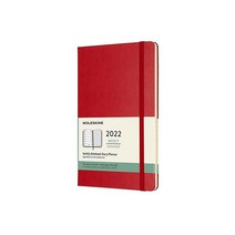 Moleskine 클래식 12개월 2022 데일리 플래너 하드 커버 라지(12.7cm x 21cm(5인치 8.25인치) 스칼렛 레드118737, Weekly