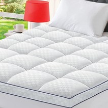 BedLuxury 트윈 XL 매트리스 토퍼 매우 두꺼운 쿨링 매트리스 패드 커버 허리 통증 통기성 베개 탑 플러시 소프트 20.3-53.3cm(8-21인치) 딥 포켓 - 화이트