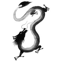 중식화구 중화렌지 3Ratels QMH23 중국어 잉크 아트 드래곤 벽 스티커 침실 멋진 자동차, 04 QMH23-4_03 30cm(11.81 inch)