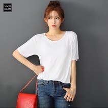기본 라운드 반팔 티셔츠 여리핏~ 레이온 4color 신축성좋음