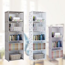 조립식 책장 다용도 틈새 수납장 패브릭 3칸 4칸 5칸 _[마크트], 4칸 책장 그레이, 본상품선택