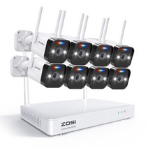 가정용CCTV 실외용 초고화질 CCTV ZOSI-W4 Pro 3MP WiFi 시스템 8CH 2K 감시 NVR 스포트라이트가 있는 HD IP 카메라 2 방향 오디오 무선 보안 키, 2.2T - 8cameras