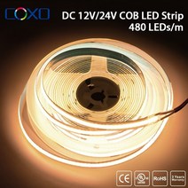 유튜브조명 자연광조명 방송조명 지속광조명 영상 ul 목록에 있는 cob led 스트립 320 480 ledsm 16.4ft 고밀도 유연한 테이프 리본 ra90 사진촬영 브이로그, 없음, 480개의 LED, DC 12V