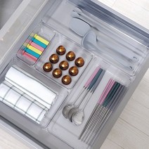 [하이수아인] 투명 서랍 정리함 책상 수납 화장품 수납함 수저 보관함 소품 칸막이 화장대 주방 싱크대 데스크 아크릴 약, 투명 서랍 정리함_#44
