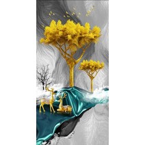 금전수 액자 황금나무 그림 돈나무 풍수 벽화 현대 럭셔리 예술 돌과 풍경 거실 홈 예술, 20x40cm프레임 없음, p