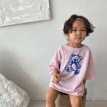 [몽쉐르] 키즈티셔츠 곰돌이 자수 아동티셔츠