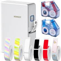 Niimbot B18 멀티컬러 네임스티커 라벨프린터 라벨기, B18화이트(라벨지1개+검정리본1개 기본포함)