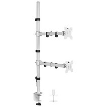 VIVO 엑스트라 톨 수직 스택 듀얼 모니터 책상 마운트 스탠드 99.1cm(39인치) 스탠드업 폴 완전히 조절 가능한 확 암 최대 27인치 스크린 2개에 적합 화이트 S, White