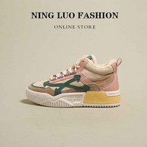 여성 퍼 하이탑 스니커즈 운동화 캔버스화 인박카001 NINGLUO 무거운 컬렉션 ~ 여성 하이탑 신발 겨울 스타일 플러스 벨벳 두꺼운 바닥 2022 새로운 따뜻한 가죽 스니커즈