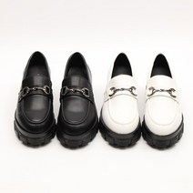 체인 통굽 여성 가죽 로퍼5cm