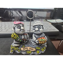 Only Jeju(제주) 돌하르방(감귤바구니) 해녀(유채 다발) 메모꽂이 장식인형(12cm x 11cm)