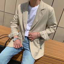 정장 코트 MRC YC 봄계절 남성 캐쥬얼 얇은 남자 건달카리스마 와이드 루즈핏 린넨 양복 트렌드 멋지다 2257372685