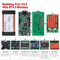 자동차진단기 자동차스캐너 차량 multidiag pro + v3.0 nec relays 2020.23 keygen obd2 자동 도구 트럭 블루투스 obd 2 인터페이스, 다중 진단 빨간색 bt4.2