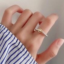 커플 행복 엄마랑커플링 스마일 우정 특이한 반지 수능 모녀반지 실버 포인트 링 웃음 은