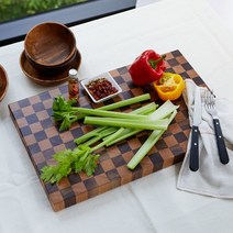 캄포도마 월넛 메이플 원목 도마 엔드그레인, 월넛 체리 바둑판(중) (sr_cb_m)