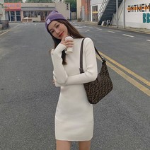 겨울 슬림핏 터틀넥 목폴라 니트원피스