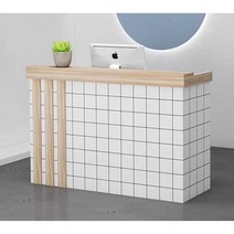 배이로스샵 안내데스크 미니 병원 카운터 매장 책상 컴퓨터, 블랙 + 화이트 스톤 패턴/ 80x55x100cm