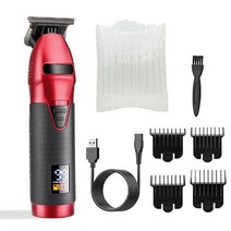 미용실 프로 남자 바버샵 바리깡 남성용 USB 헤어 클리퍼 전문 무선 이발 면도기 수염 0mm T9, 04 red