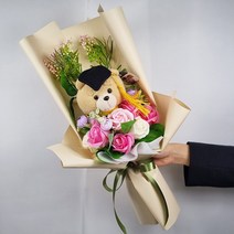 쿠로미 마이멜로디 외 3종 인형꽃다발 졸업 입학식 생일 비누꽃 축하 사탕부케 꽃다발 선물, 05.테드곰 케어 인형꽃다발