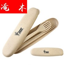 홍수 휴대용 식기세트 밀 섬유 숟가락 젓가락 삼 세트 타입학생 여행 아이디어 선물상자, T03-162720728338색상별 블루색