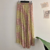 허니제이 / 머론 플라워 밴딩 주름 롱 스커트(3color)