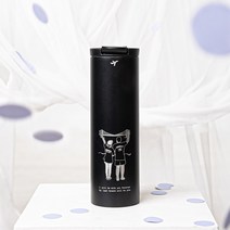 [피그림] 캡 일자형 드로잉 텀블러 500ml ( 커플텀블러 / 수료식선물 / 각인텀블러 ), 손글씨 추가, 채색 ver., 블랙