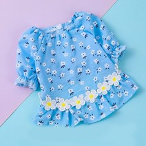 데이지 드레스 애완 동물 옷 개 고양이 여름 꽃 공주 포메 라니아 Bichon 테디 작은 얇은 치마 용품, 01 파란_05 XL
