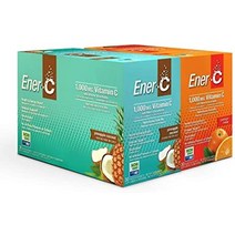 ener-c 오렌지 전해질 멀티비타민 드링크 믹스 1000mg 비타민 c non-gmo 비건 리얼 과일 주스 분말 천연 면역 지원 글루텐 프리 30개들이 1팩, 오렌지  파인애플, 30카운트(2개 팩)