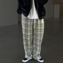 빠델 울 체크 롱 와이드 팬츠 바지