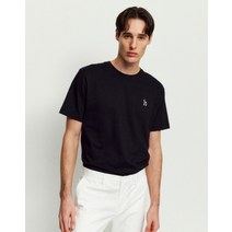 22SS [populet]블랙 퍼피자수 면 반팔티셔츠 WHTS2B901BK