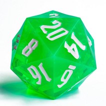 Poludie D20 싱글 주사위 55mm 20면 DND 주사위 자이언트 D&D 다면체 대형 던전 앤 드래곤 RPG MTG 테이블 게임용 선물 상자 포함 (투명 블루/블루, Transparent Green
