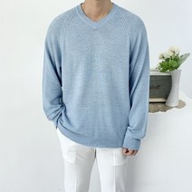 남자 여름 루즈핏 쿨 린넨 그물 브이넥 긴팔 니트5color
