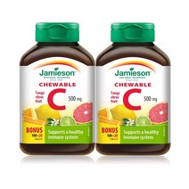 Jamieson 자미에슨 온가족 비타민C 츄어블 500mg 120정 2개 자몽 귤 레몬 무색소 무감미료 아스코르브산 아스코르빈산