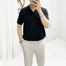 아도르클래식 반오픈 카라 5컬러 니트 반팔티