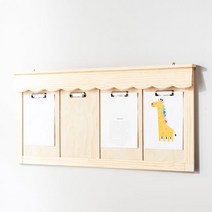 햇살맑은집 원목 클립형 4칸 게시판, 그린