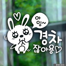 경차 자동차 스티커 애교 토끼 화이트 시트지 양보, 꾺선택_